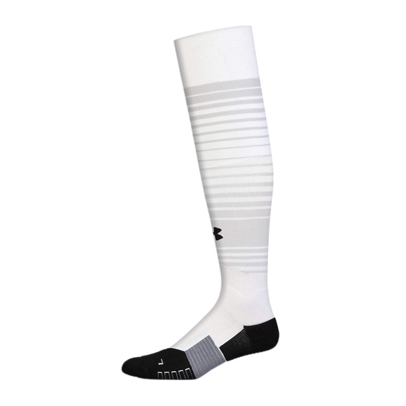 Set of 2 Under Armour Performance Over Calf Soccer Socks White/Gray Yth 13.5K-4Y - Picture 5 of 5